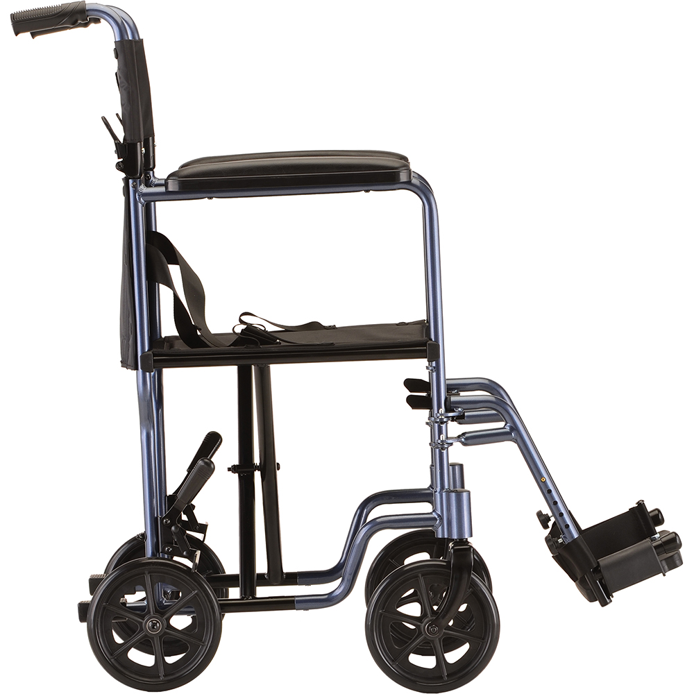 TRANSPORT CHAIR 17" LIGHTWEIGHT BLUE